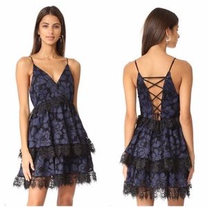 Kendall & Kylie Tiered Lace Navy and Black Babydoll Dress NWT